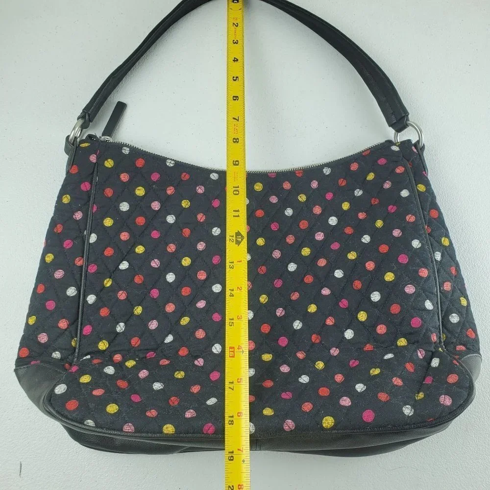 Vera Bradley Vivian Hobo Bag Havana Dots 2 Outer Zip Pockets Black NWT